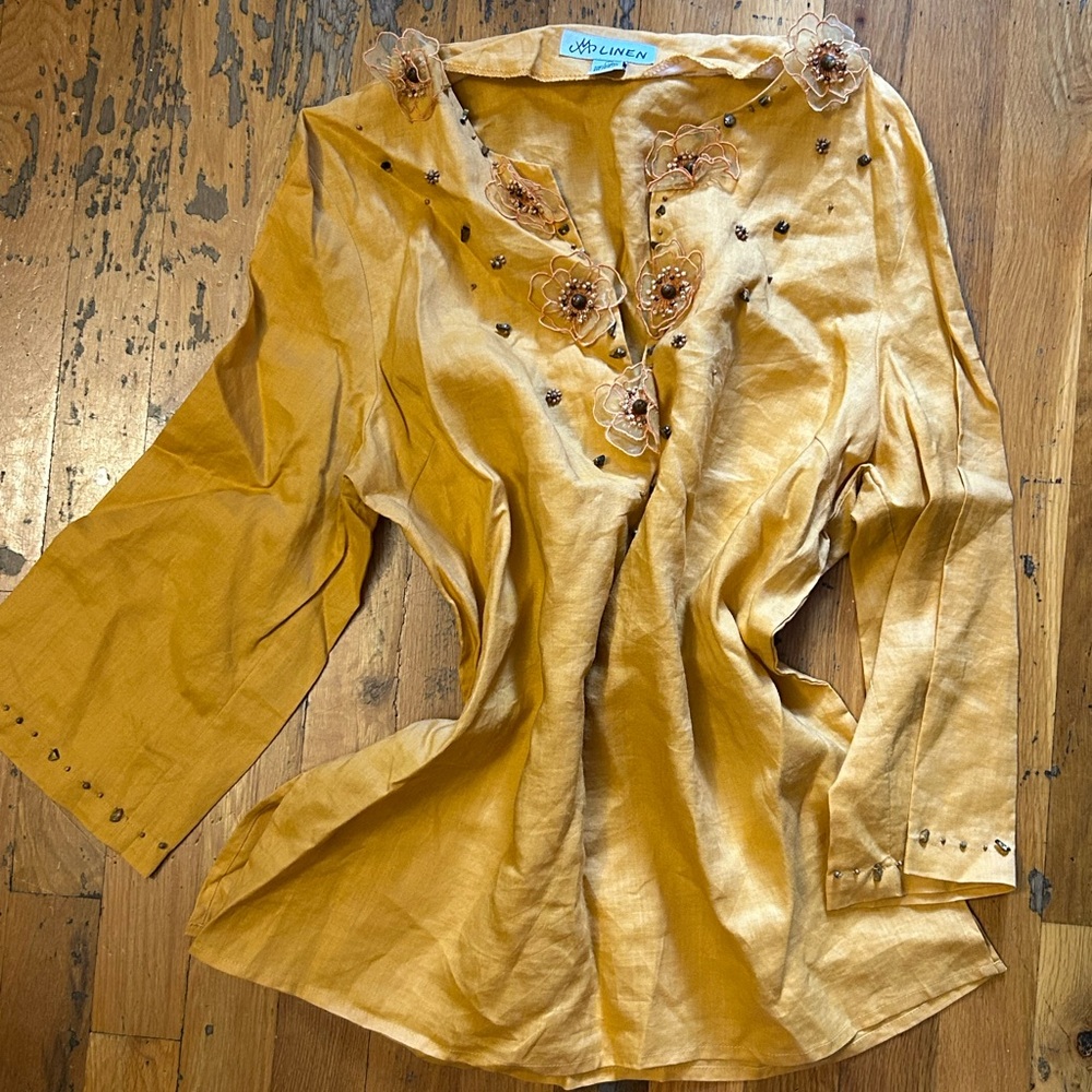 Linden Mustard Floral Embroidered Blouse